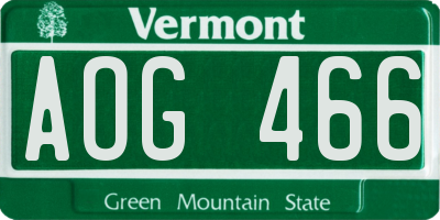 VT license plate AOG466