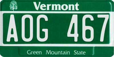 VT license plate AOG467