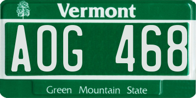 VT license plate AOG468