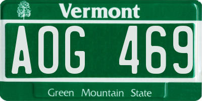 VT license plate AOG469