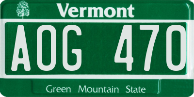 VT license plate AOG470