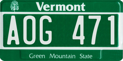 VT license plate AOG471