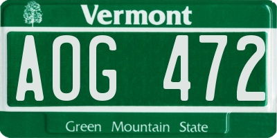 VT license plate AOG472
