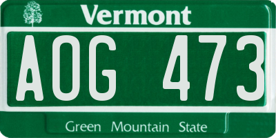 VT license plate AOG473