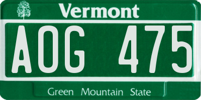 VT license plate AOG475