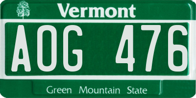 VT license plate AOG476