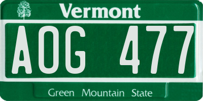 VT license plate AOG477