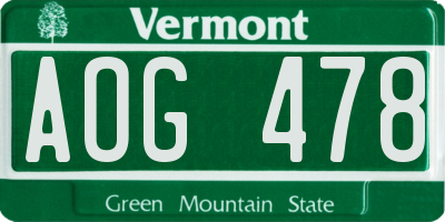 VT license plate AOG478