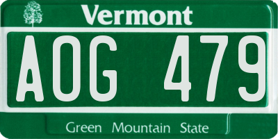 VT license plate AOG479