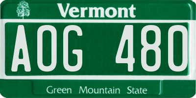 VT license plate AOG480