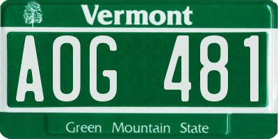 VT license plate AOG481