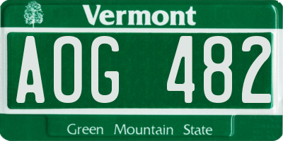 VT license plate AOG482