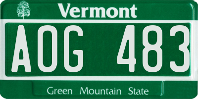 VT license plate AOG483