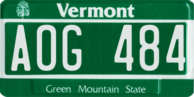 VT license plate AOG484