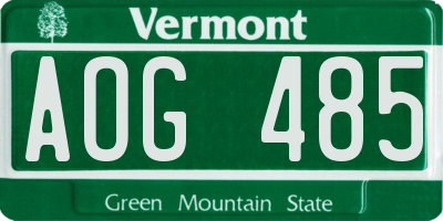 VT license plate AOG485