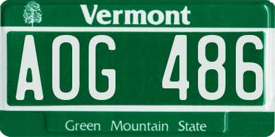 VT license plate AOG486