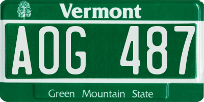 VT license plate AOG487