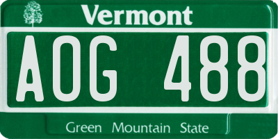 VT license plate AOG488