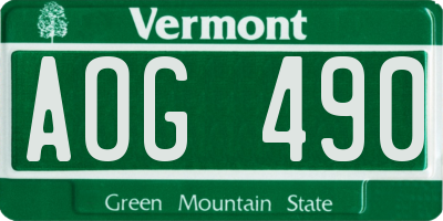 VT license plate AOG490
