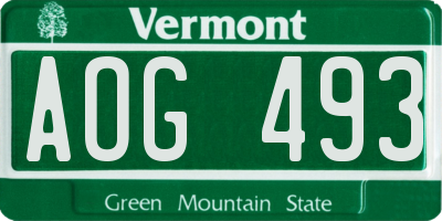 VT license plate AOG493