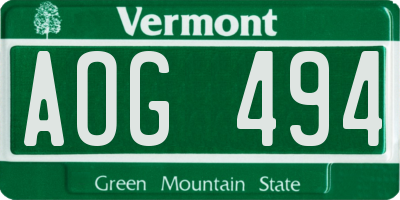VT license plate AOG494