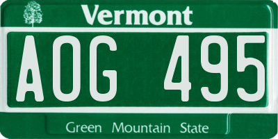 VT license plate AOG495