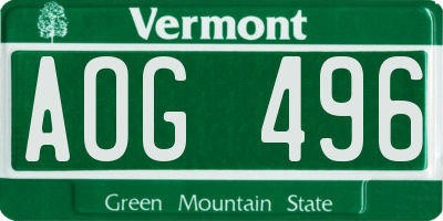 VT license plate AOG496
