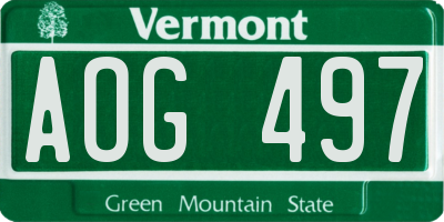 VT license plate AOG497