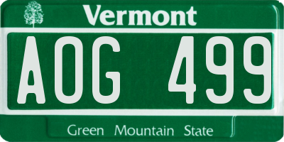 VT license plate AOG499