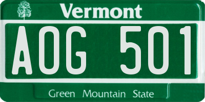 VT license plate AOG501