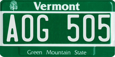 VT license plate AOG505