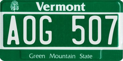 VT license plate AOG507