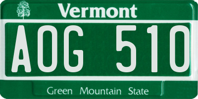 VT license plate AOG510