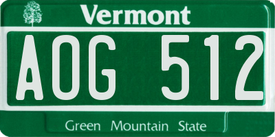 VT license plate AOG512