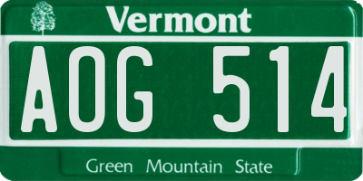 VT license plate AOG514