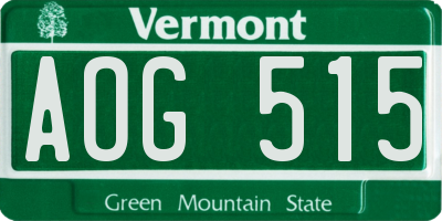 VT license plate AOG515