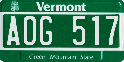 VT license plate AOG517