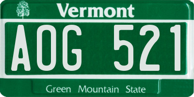 VT license plate AOG521