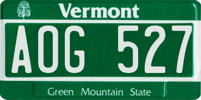 VT license plate AOG527