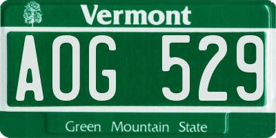 VT license plate AOG529