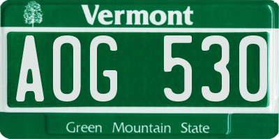 VT license plate AOG530