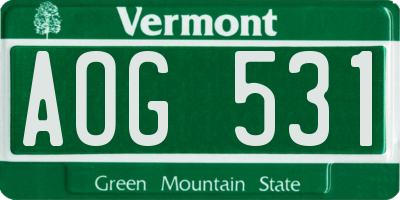 VT license plate AOG531