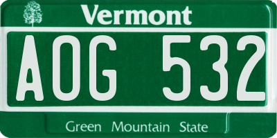 VT license plate AOG532
