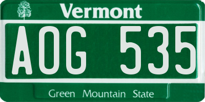 VT license plate AOG535