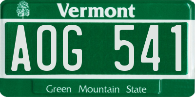 VT license plate AOG541