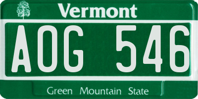 VT license plate AOG546