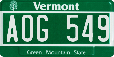 VT license plate AOG549