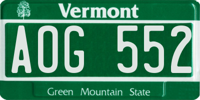 VT license plate AOG552