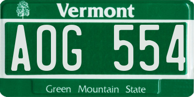 VT license plate AOG554