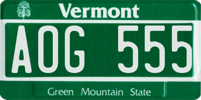 VT license plate AOG555